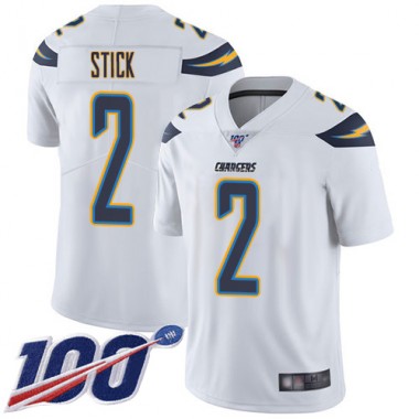 Los Angeles Chargers NFL Football Easton Stick White Jersey Youth Limited  #2 Road 100th Season Vapor Untouchable->women nfl jersey->Women Jersey